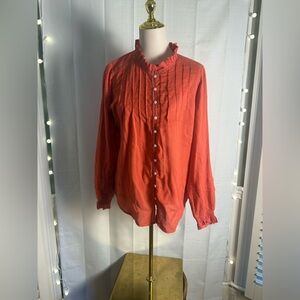 Faherty Vibrant Orange Organic Cotton Top Medium